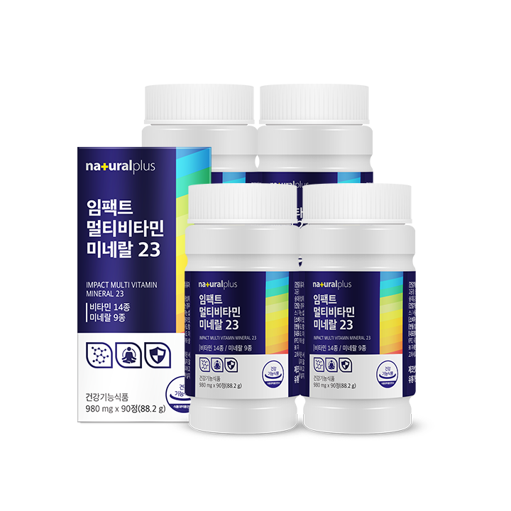 [내츄럴플러스] 임팩트 멀티비타민 미네랄 23 90정 4병(12개월분)