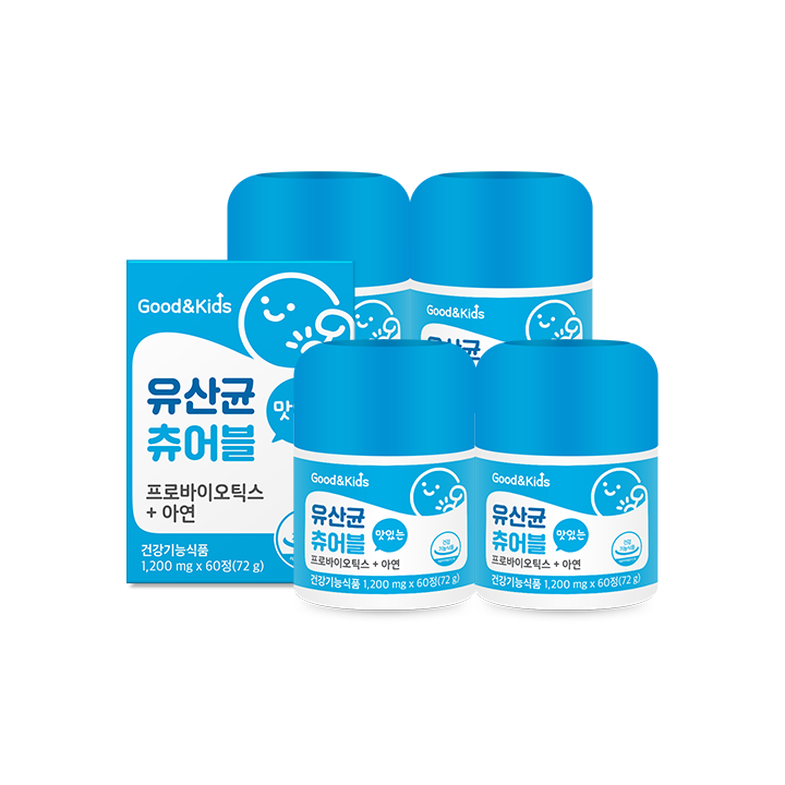 [굿앤키즈] 맛있는 유산균 츄어블 프로바이오틱스 아연 60정 4박스