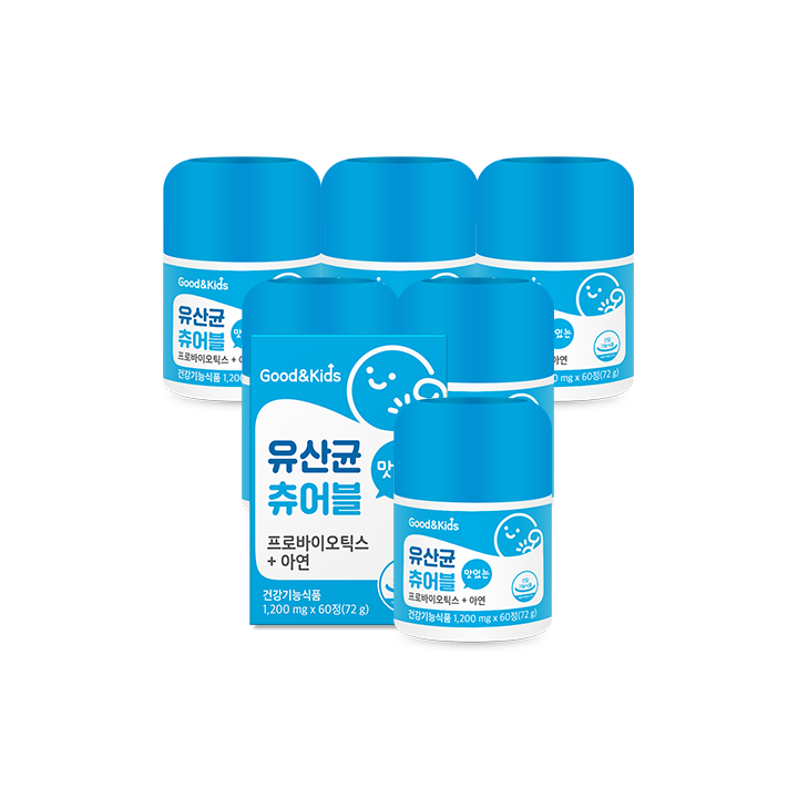 [굿앤키즈] 맛있는 유산균 츄어블 프로바이오틱스 아연 60정 6박스