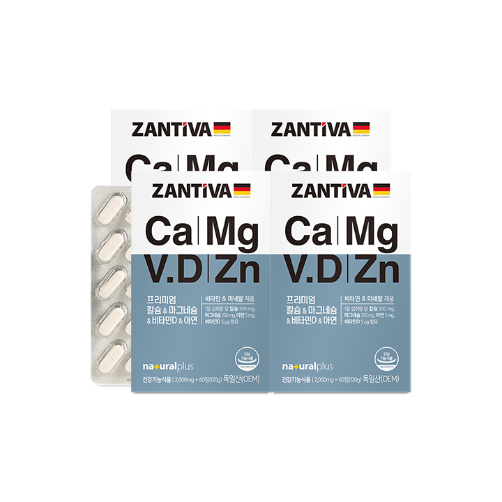 [잔티바] 칼슘 마그네슘 비타민D 아연 60정 4박스