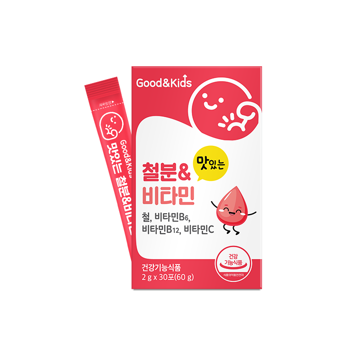 [굿앤키즈] 맛있는 철분 비타민 딸기맛 30포 1박스